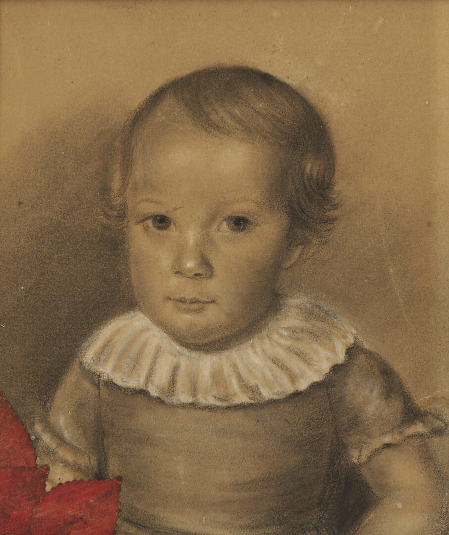 Lot 1103: 3 19th C. Framed Portraits Incl. Watercolor, Charcoal, and Stipple Engraving