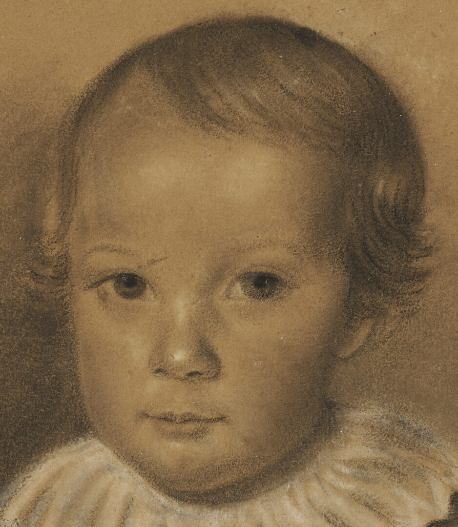 Lot 1103: 3 19th C. Framed Portraits Incl. Watercolor, Charcoal, and Stipple Engraving