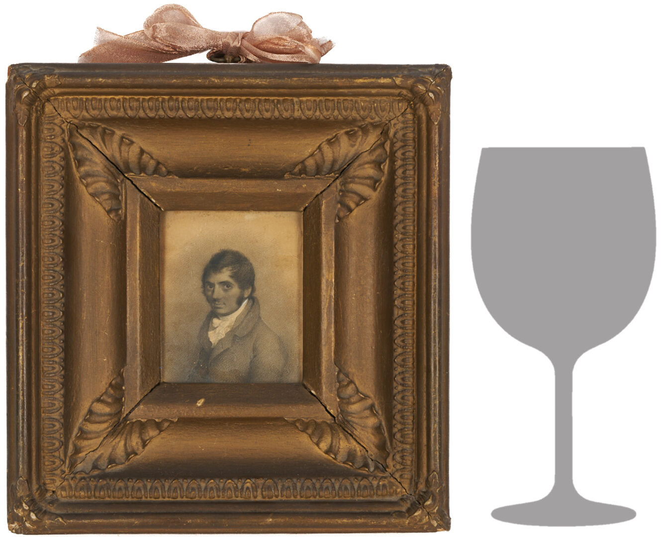 Lot 1104: Miniature Portrait Drawing of a Gentleman, American School, 19th c.