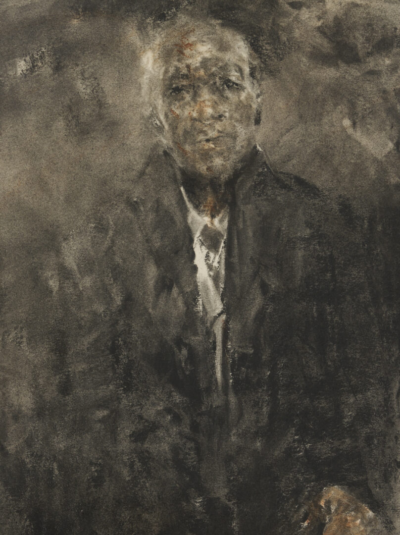 Lot 1105: 2 Ramon Kelley Conte Crayon Portrait Drawings