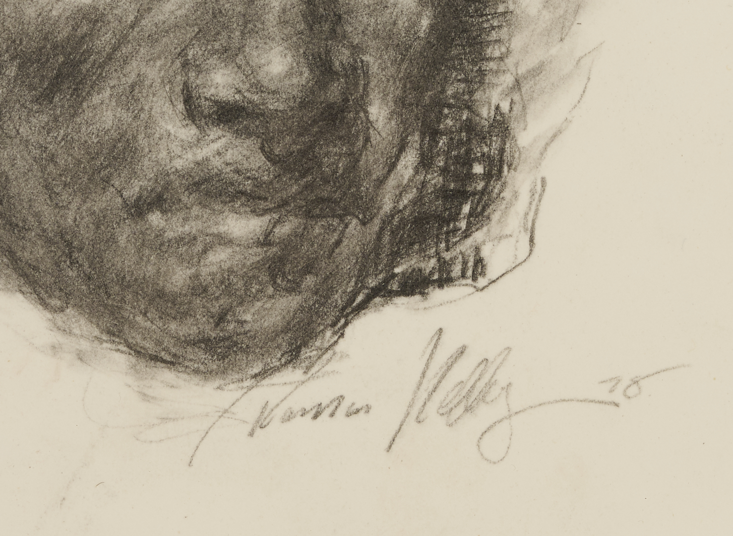 Lot 1105: 2 Ramon Kelley Conte Crayon Portrait Drawings