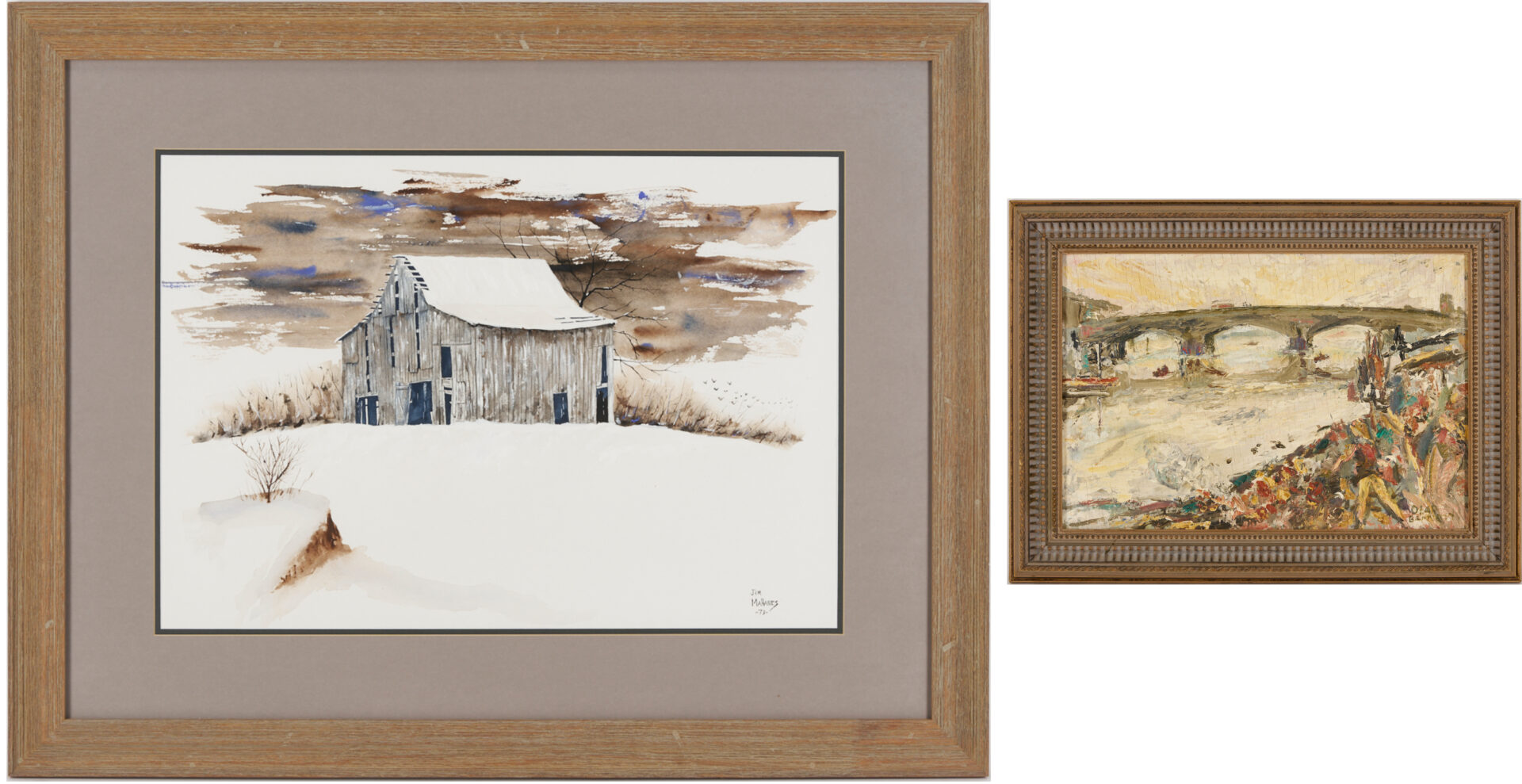 Lot 1108: 2 Landscape Paintings Incl. Kentucky, Jim Mahanes & Olaf Barnett