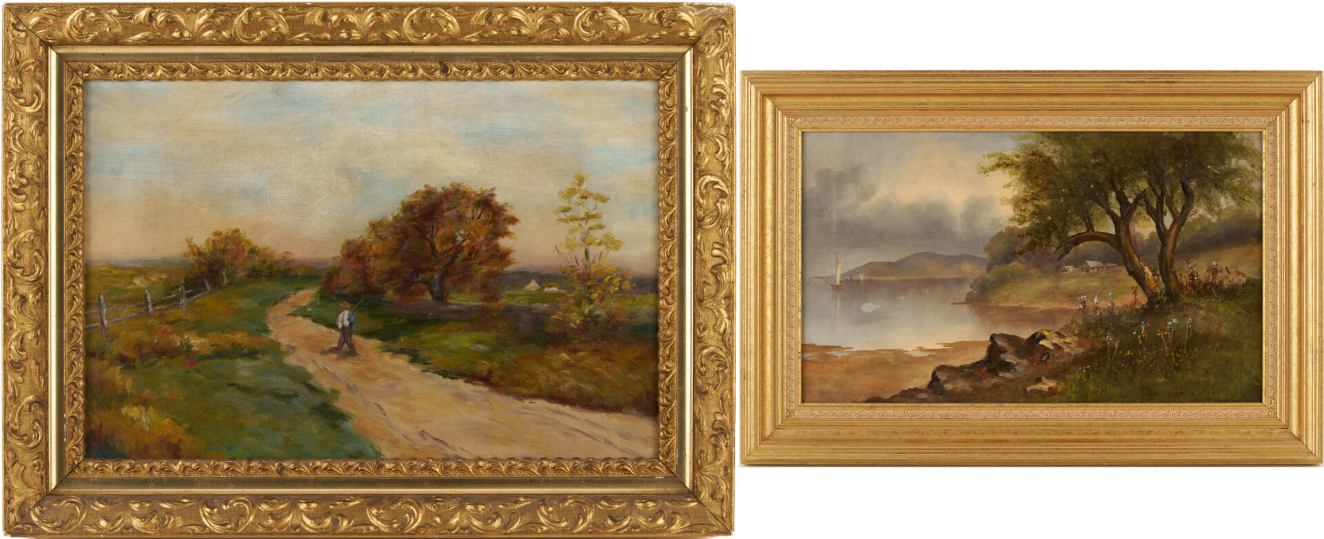 Lot 1110: 2 American School O/C Landscape Paintings Incl. After Bruce Crane