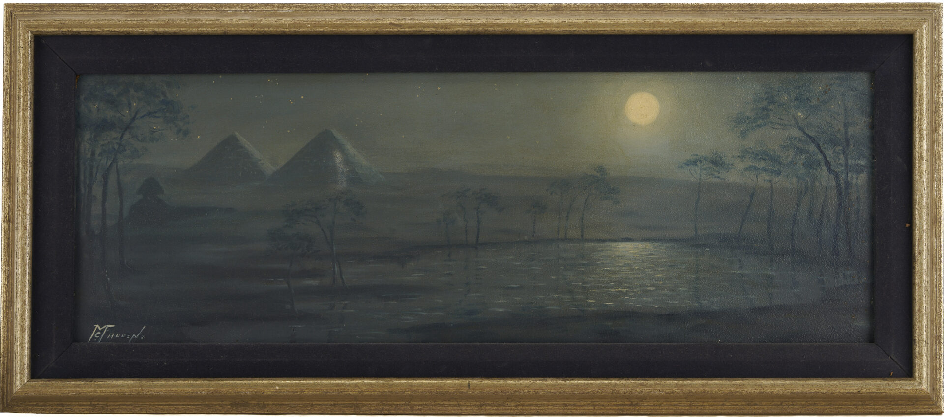 Lot 1111: Moonlit Pyramid Scene O/B signed McFadden