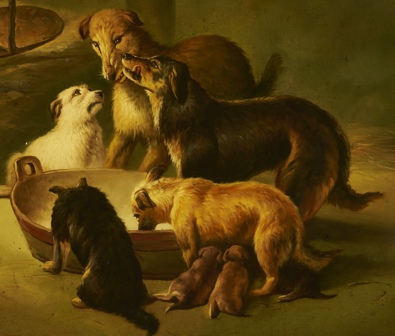 Lot 1115: O/C Painting After Edwin Landseer, A Highland Breakfast