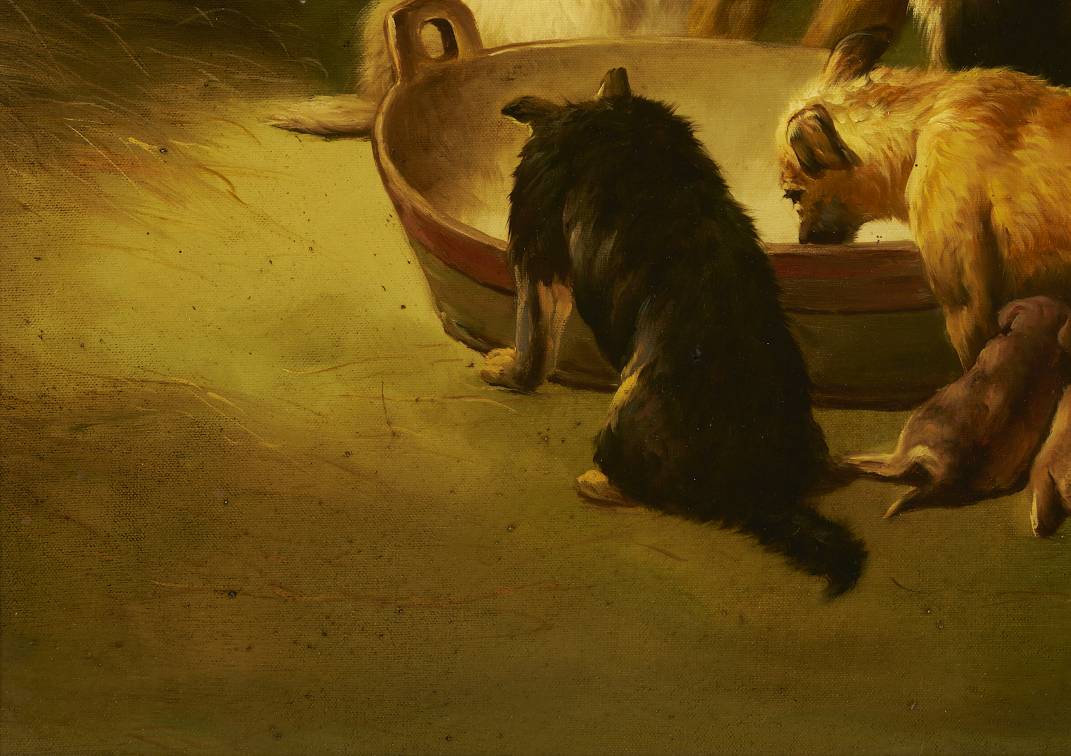 Lot 1115: O/C Painting After Edwin Landseer, A Highland Breakfast