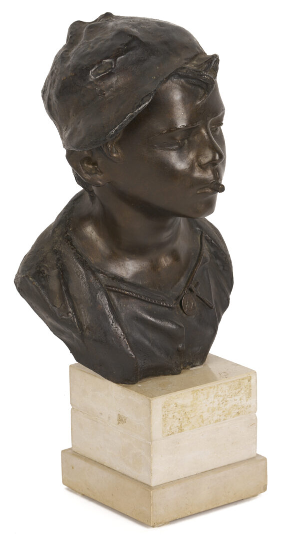 Lot 1116: Giovanni de Martino Bronze Bust, Scugnizzo w/ a Cigarette
