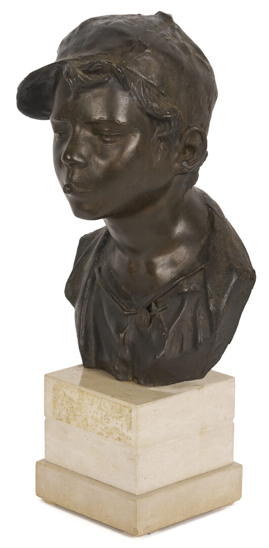 Lot 1116: Giovanni de Martino Bronze Bust, Scugnizzo w/ a Cigarette