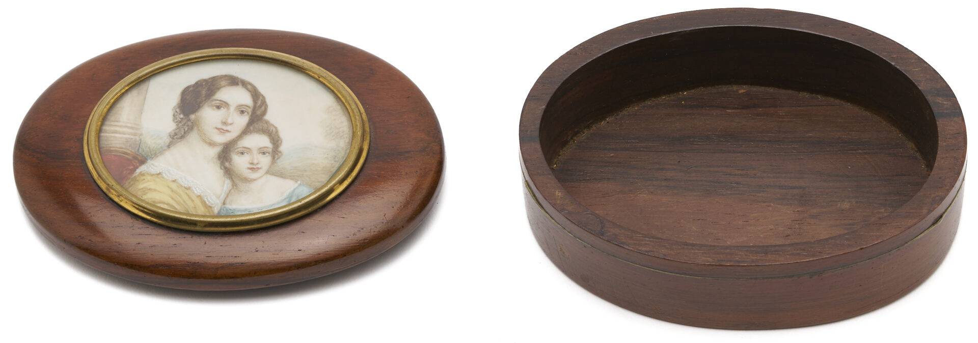 Lot 1118: 3 Portrait Miniatures: Sisters, Mother and Child