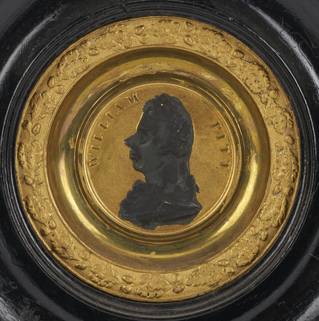 Lot 1119: Pr.  European Tour Alabaster Profile Carvings & William Pitt Medallion