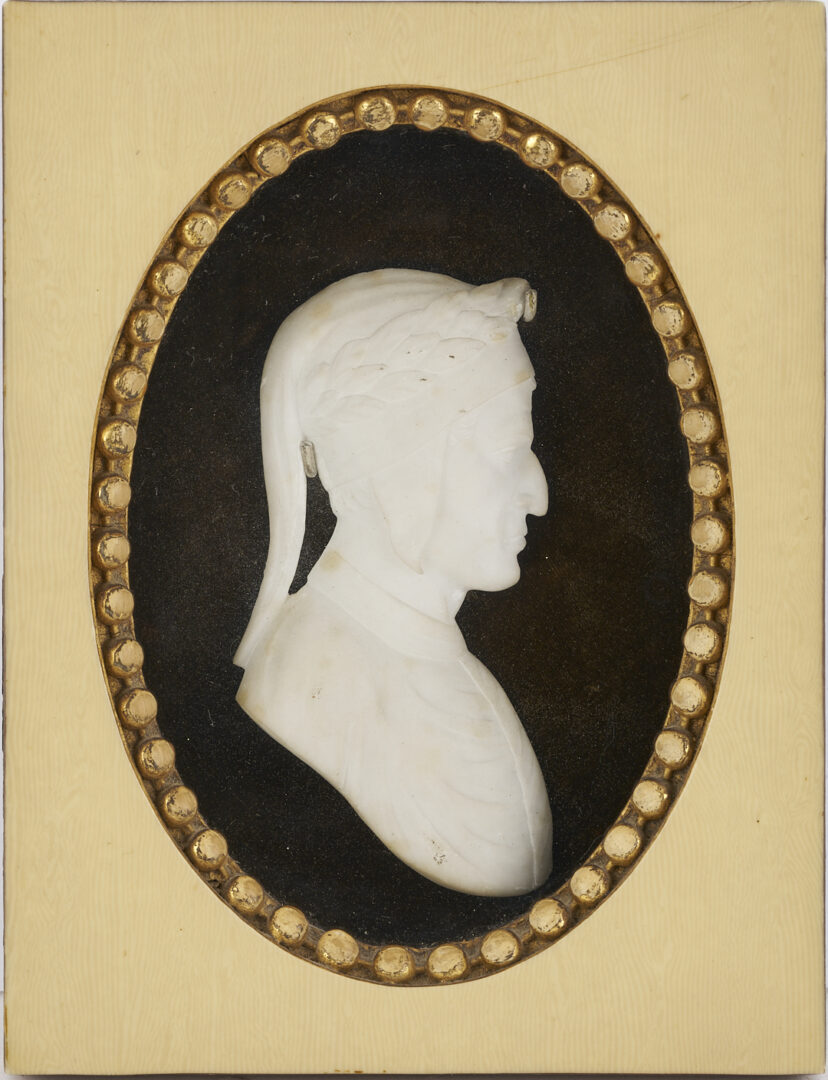 Lot 1119: Pr.  European Tour Alabaster Profile Carvings & William Pitt Medallion