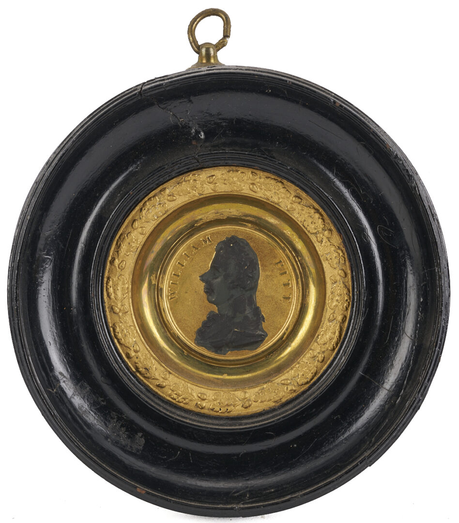 Lot 1119: Pr.  European Tour Alabaster Profile Carvings & William Pitt Medallion
