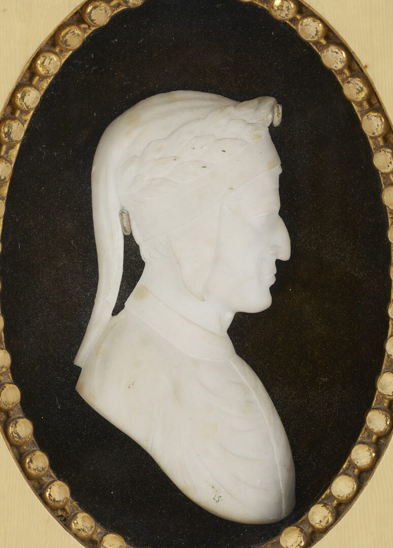 Lot 1119: Pr.  European Tour Alabaster Profile Carvings & William Pitt Medallion