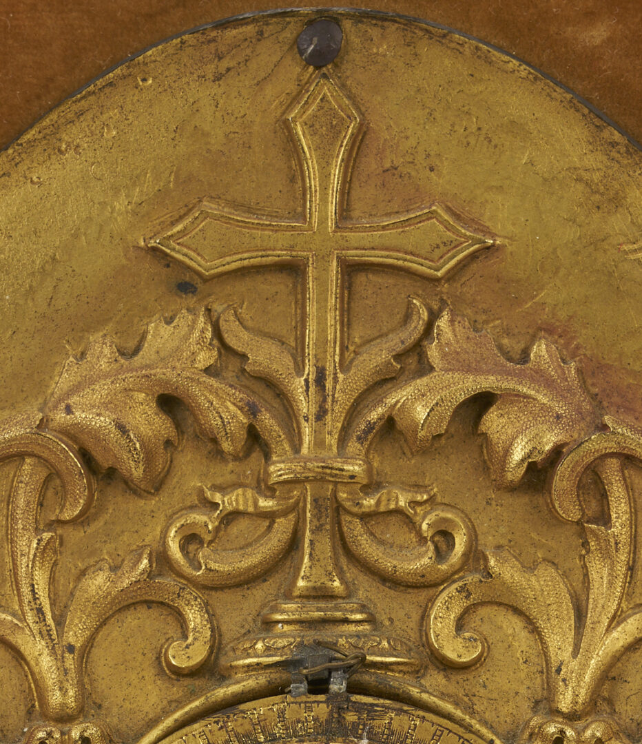 Lot 111: 18th C. Bronze & Enamel Clock, Madonna & Child