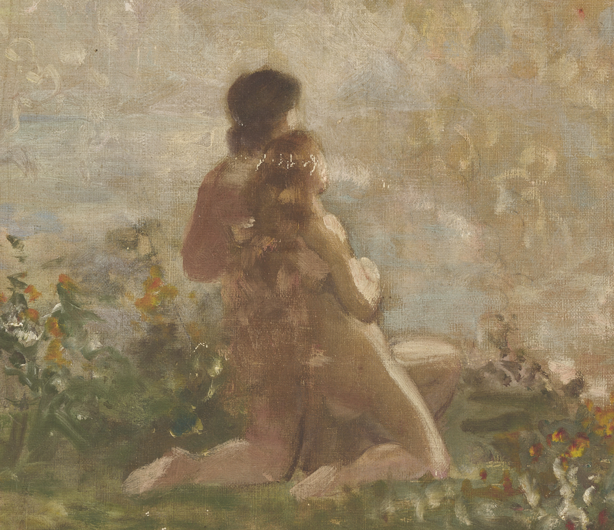 Lot 1123: 2 Carl Gutherz O/C Studies for Evening of the 6th Day Plus Sketch