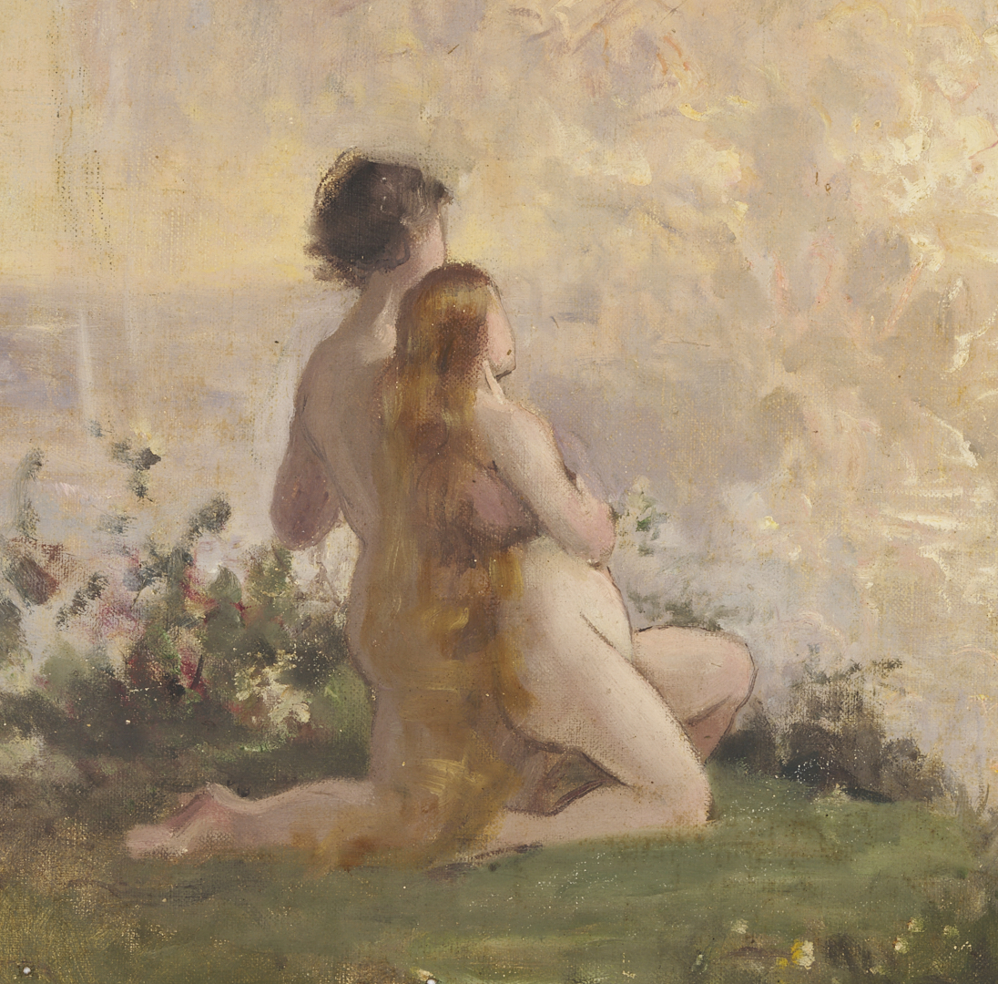 Lot 1123: 2 Carl Gutherz O/C Studies for Evening of the 6th Day Plus Sketch