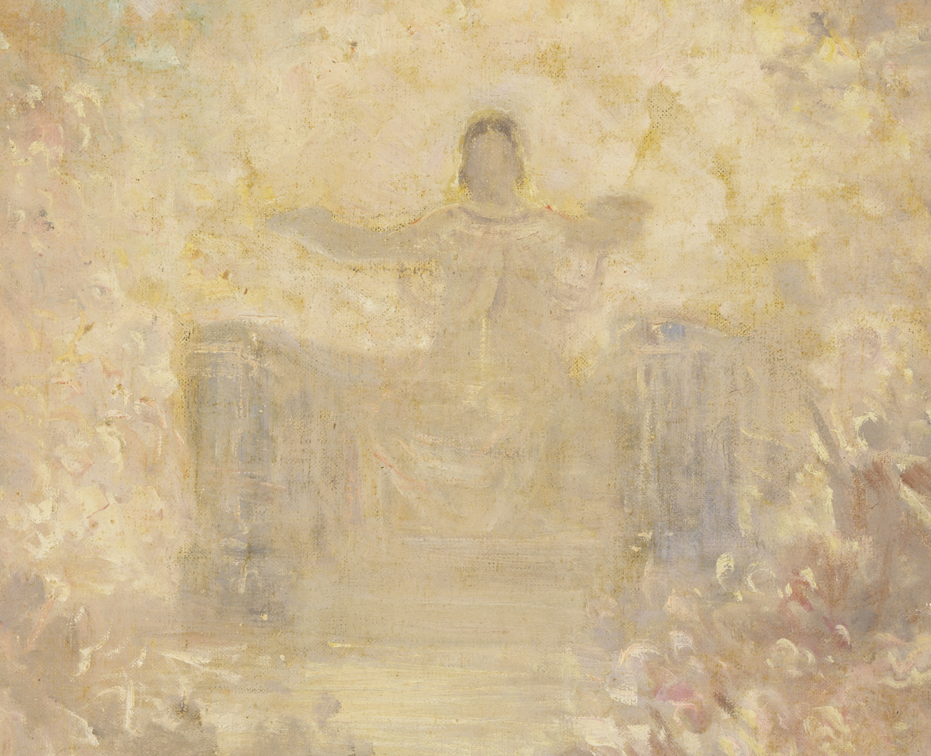 Lot 1123: 2 Carl Gutherz O/C Studies for Evening of the 6th Day Plus Sketch