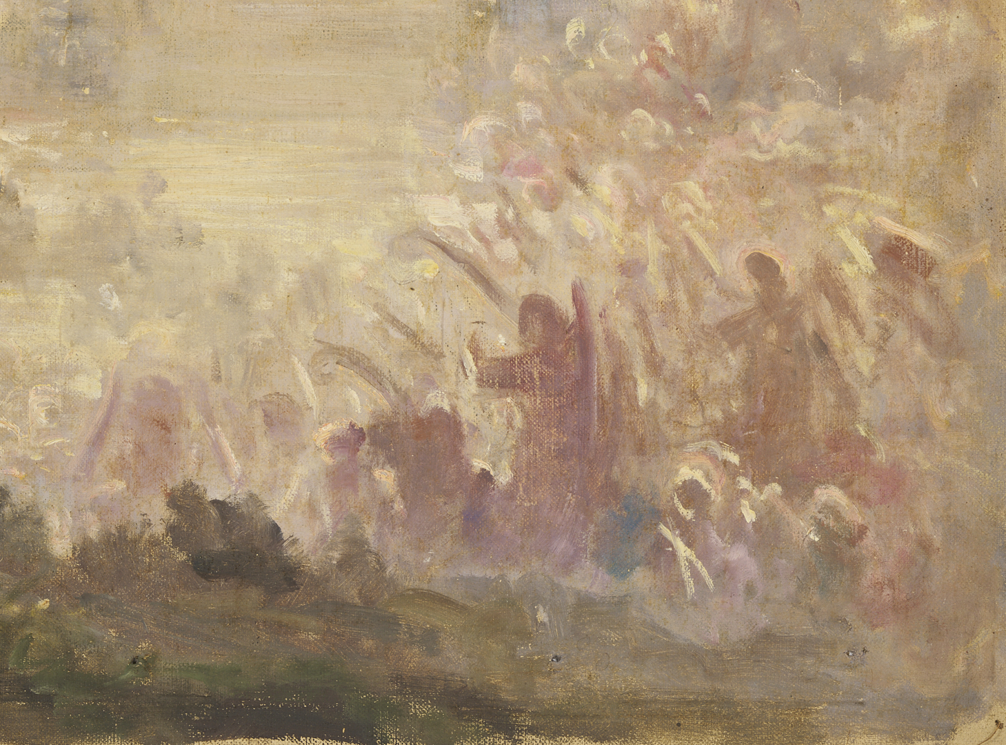 Lot 1123: 2 Carl Gutherz O/C Studies for Evening of the 6th Day Plus Sketch