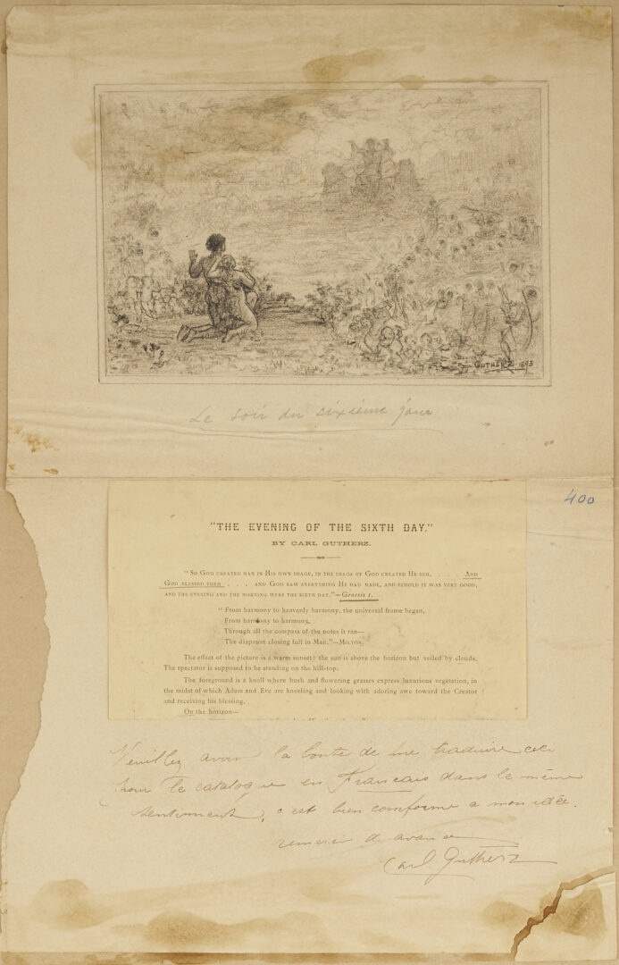 Lot 1123: 2 Carl Gutherz O/C Studies for Evening of the 6th Day Plus Sketch