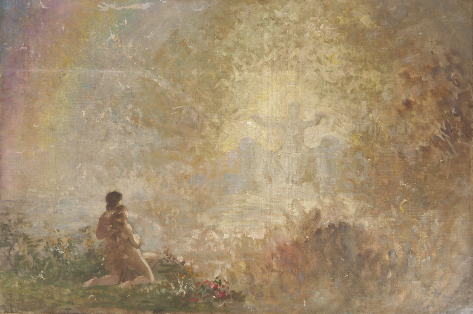 Lot 1123: 2 Carl Gutherz O/C Studies for Evening of the 6th Day Plus Sketch