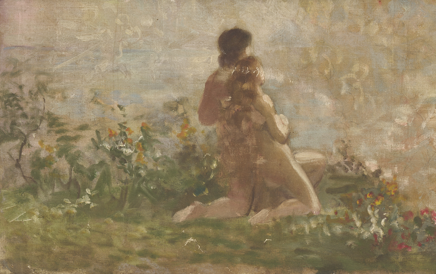 Lot 1123: 2 Carl Gutherz O/C Studies for Evening of the 6th Day Plus Sketch