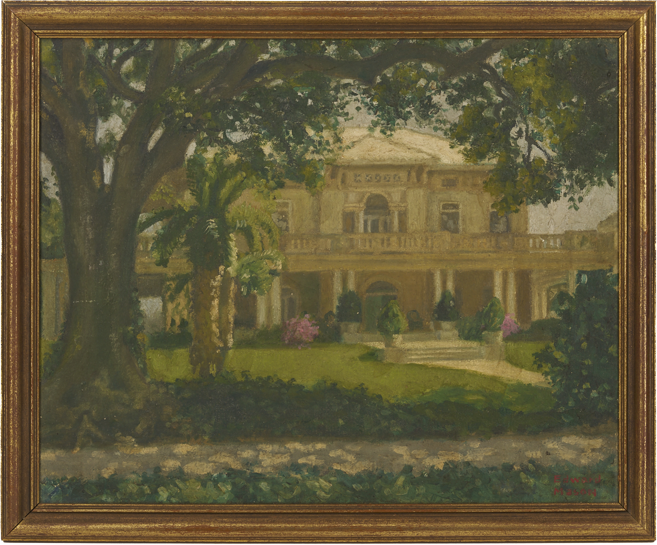 Lot 1124: 2 Southern Paintings: Jackson Barracks and Burgess-Maschmeyer Mansion
