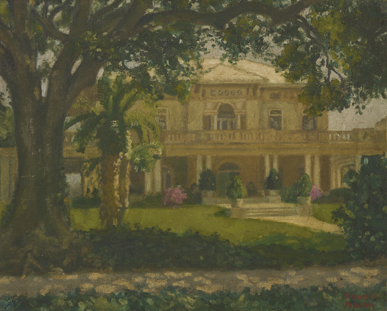 Lot 1124: 2 Southern Paintings: Jackson Barracks and Burgess-Maschmeyer Mansion