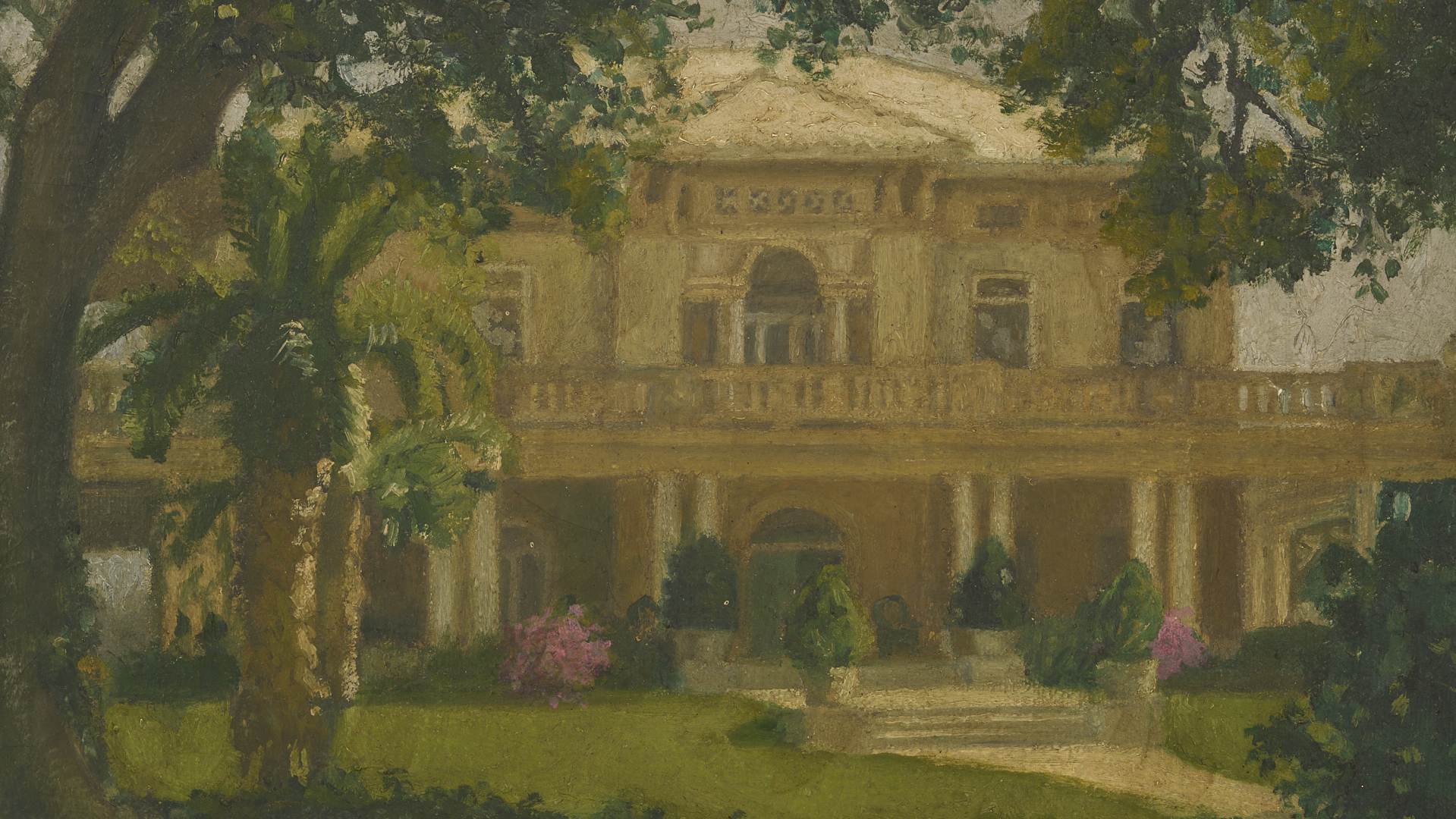Lot 1124: 2 Southern Paintings: Jackson Barracks and Burgess-Maschmeyer Mansion