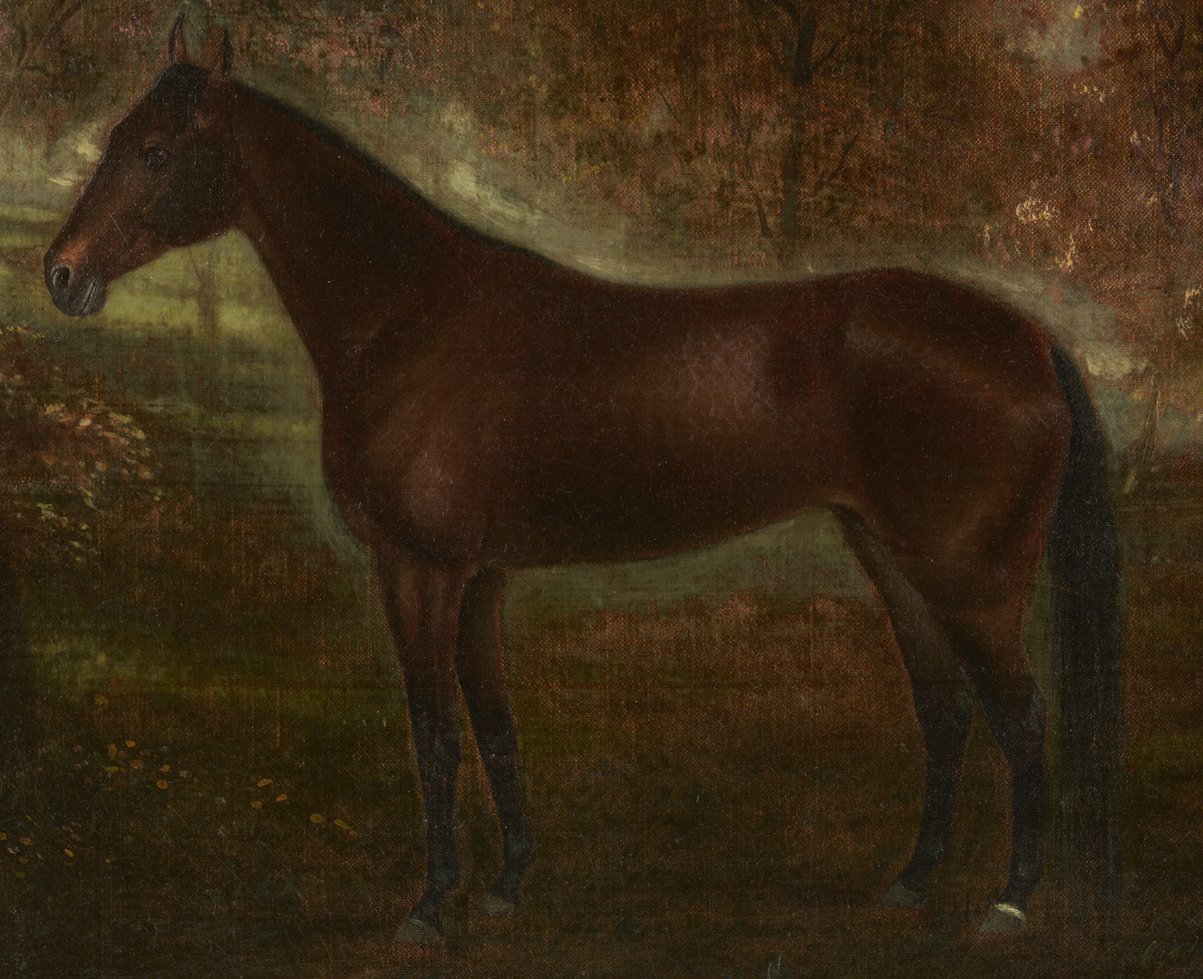 Lot 1125: 19th Century Folk Art O/C Portrait of a Horse, Likely Southern