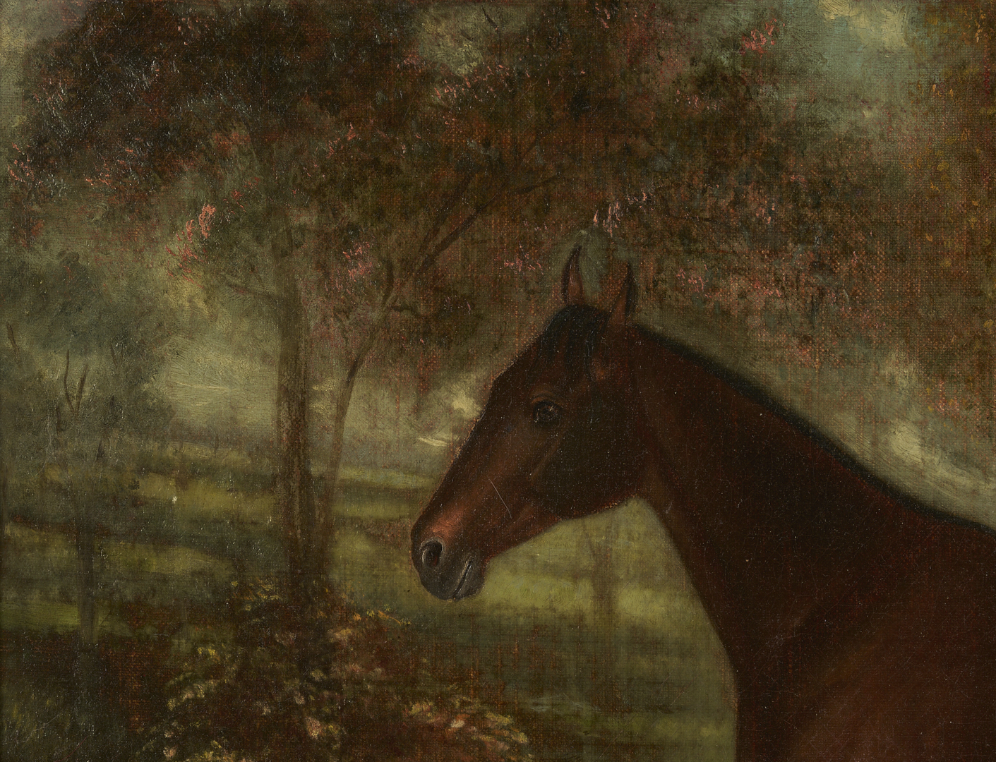 Lot 1125: 19th Century Folk Art O/C Portrait of a Horse, Likely Southern