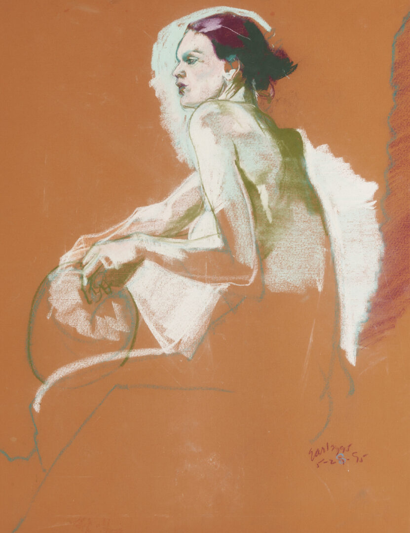 Lot 1126: Donald Earley Pastel Drawing, Seated Woman