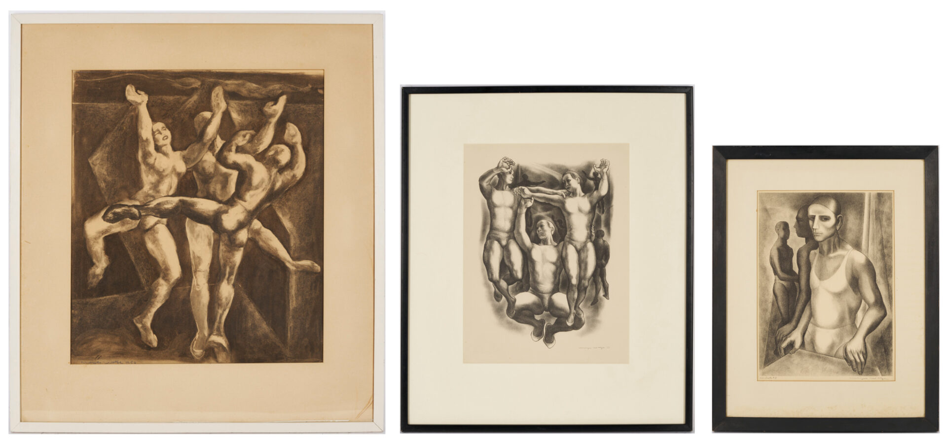 Lot 1128: 3 Meyer Wolfe Works on Paper Incl. Lithographs & Drawing, Acrobats