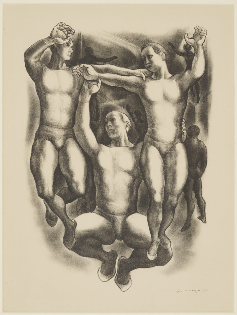 Lot 1128: 3 Meyer Wolfe Works on Paper Incl. Lithographs & Drawing, Acrobats