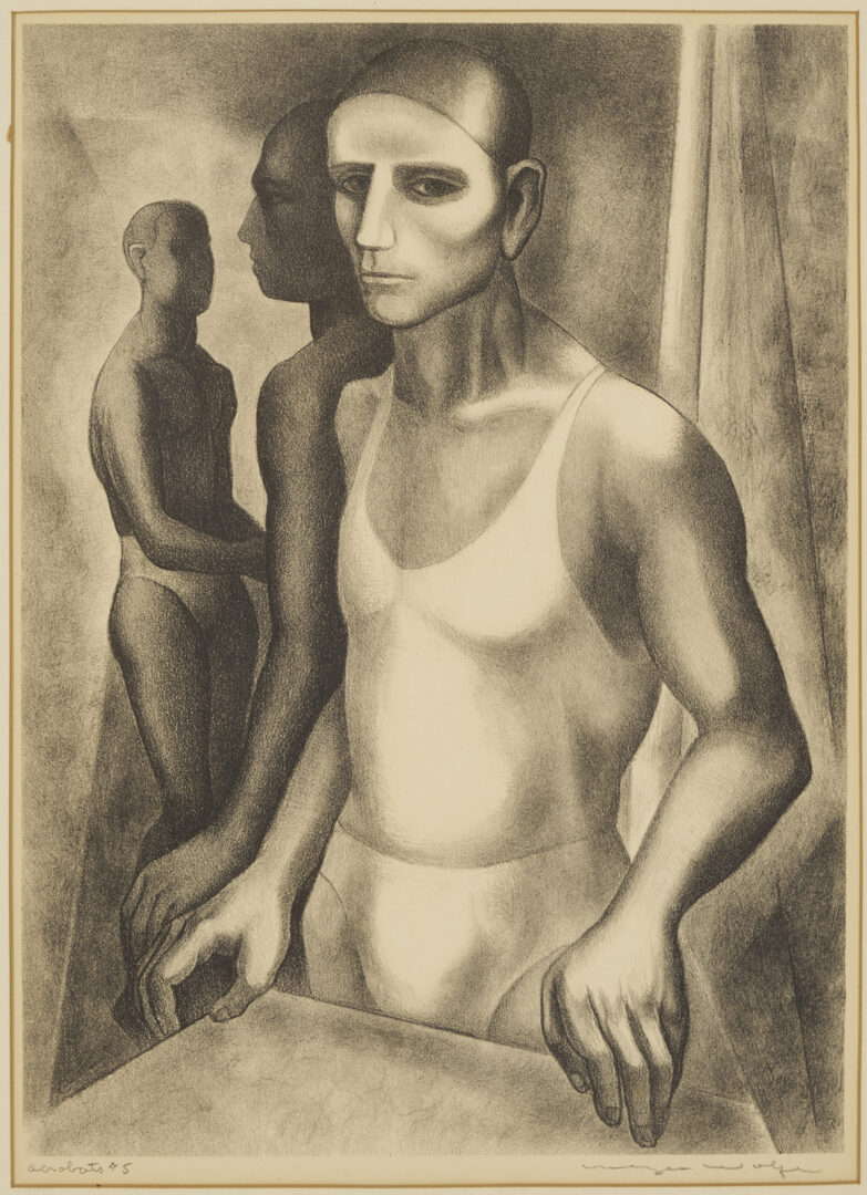 Lot 1128: 3 Meyer Wolfe Works on Paper Incl. Lithographs & Drawing, Acrobats