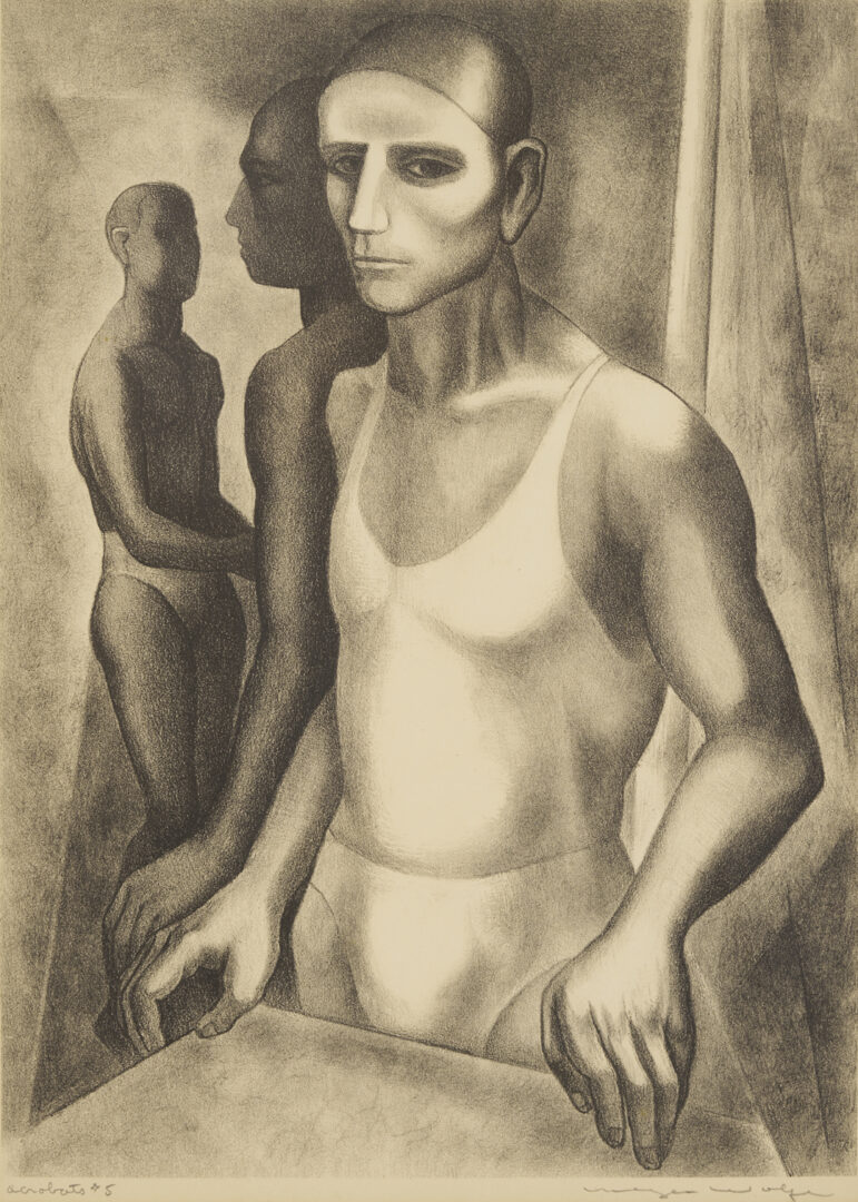Lot 1128: 3 Meyer Wolfe Works on Paper Incl. Lithographs & Drawing, Acrobats