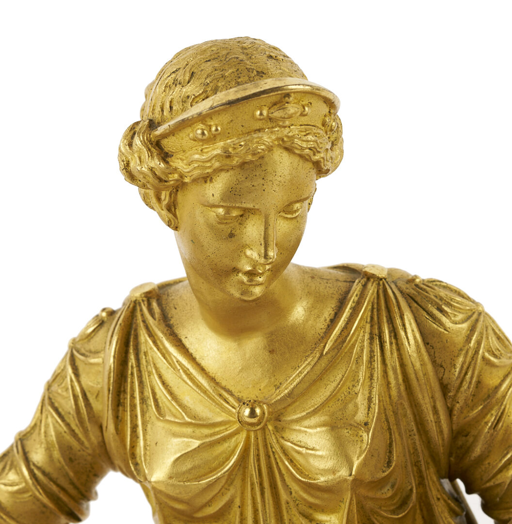 Lot 112: French Empire Gilt Bronze Figural Sculpture, Mother & Child
