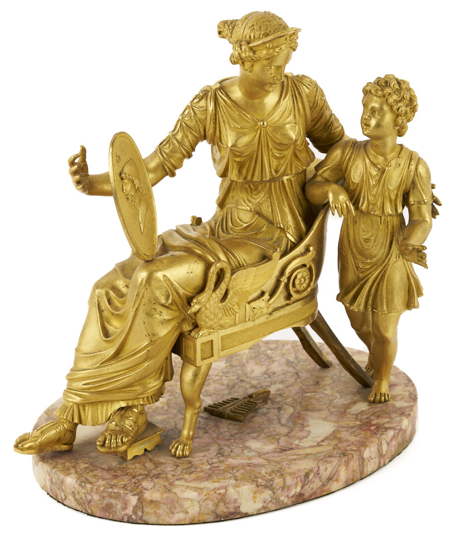 Lot 112: French Empire Gilt Bronze Figural Sculpture, Mother & Child