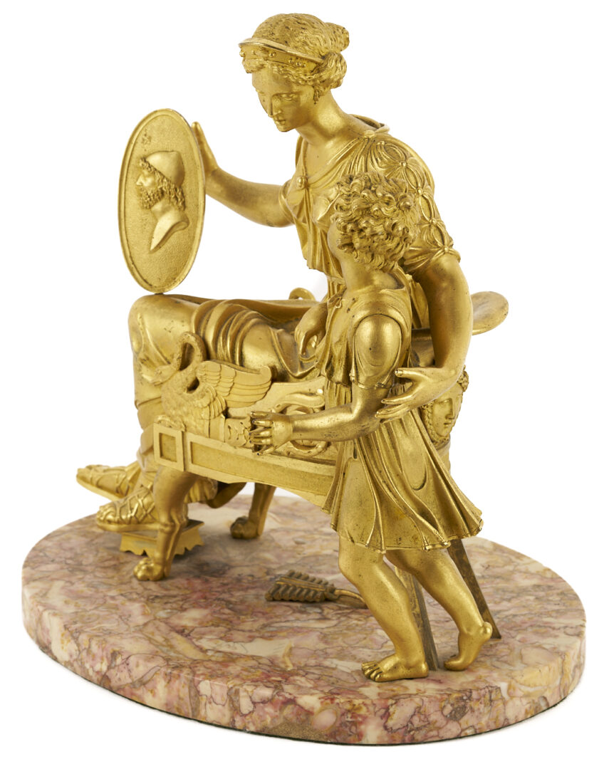 Lot 112: French Empire Gilt Bronze Figural Sculpture, Mother & Child