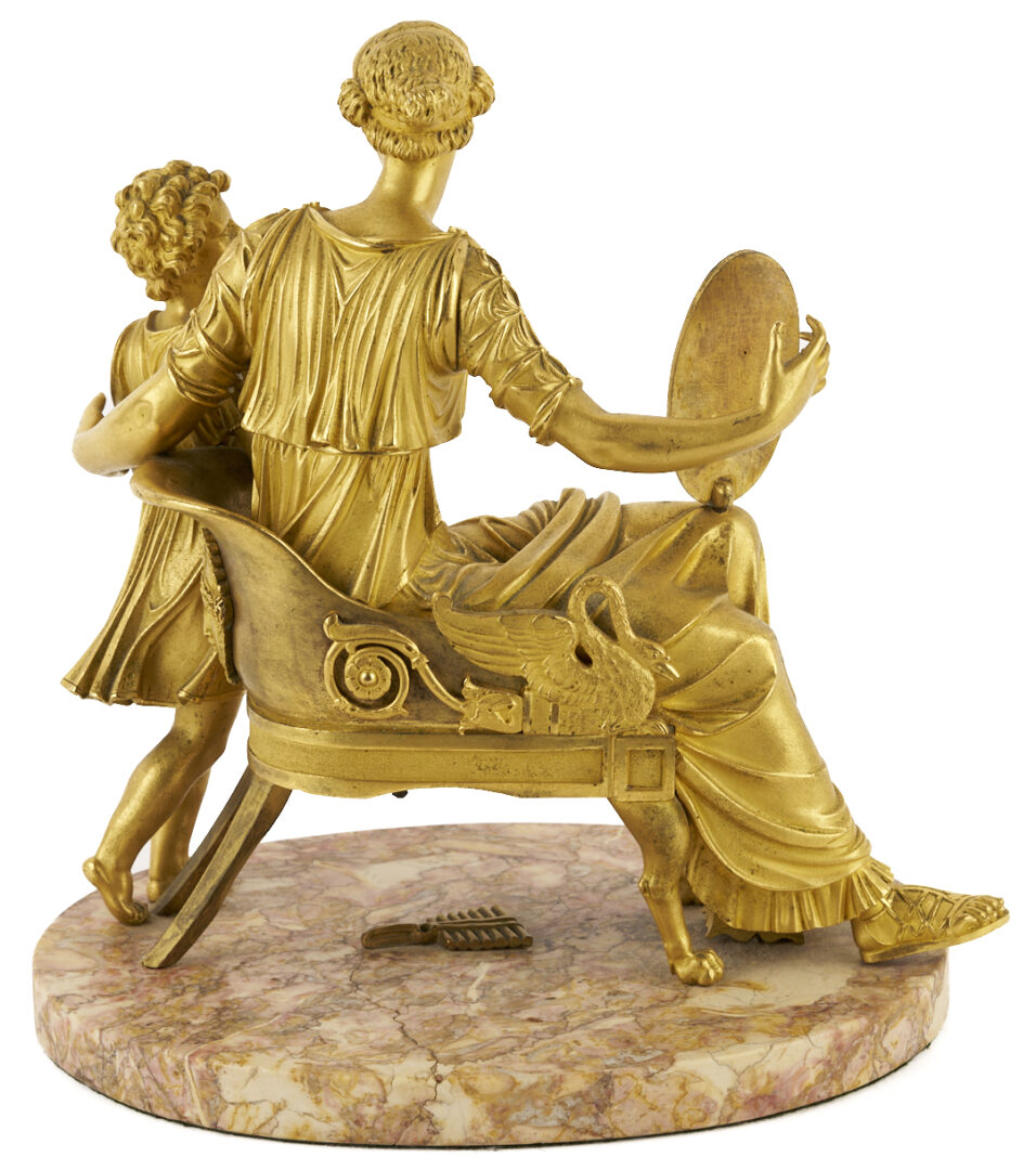 Lot 112: French Empire Gilt Bronze Figural Sculpture, Mother & Child