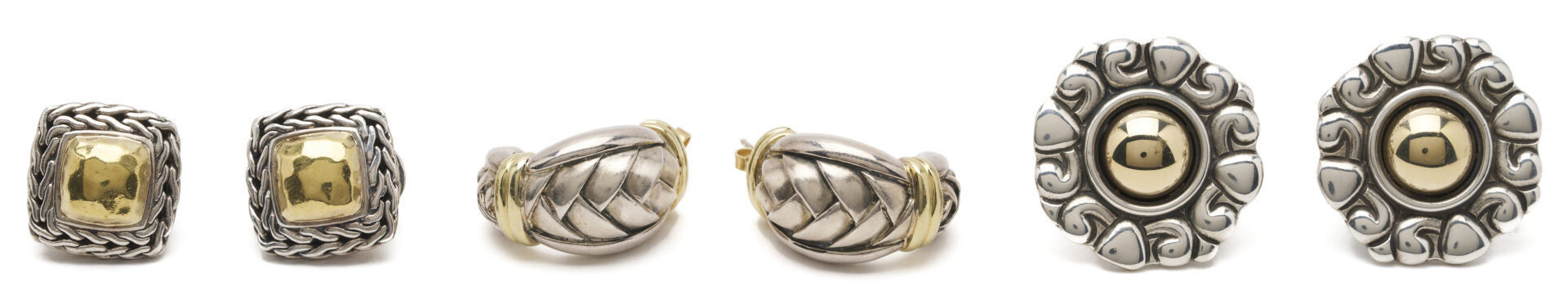 Lot 1131: Gold & .925 Silver John Hardy, James Avery, Scott Kay Earrings