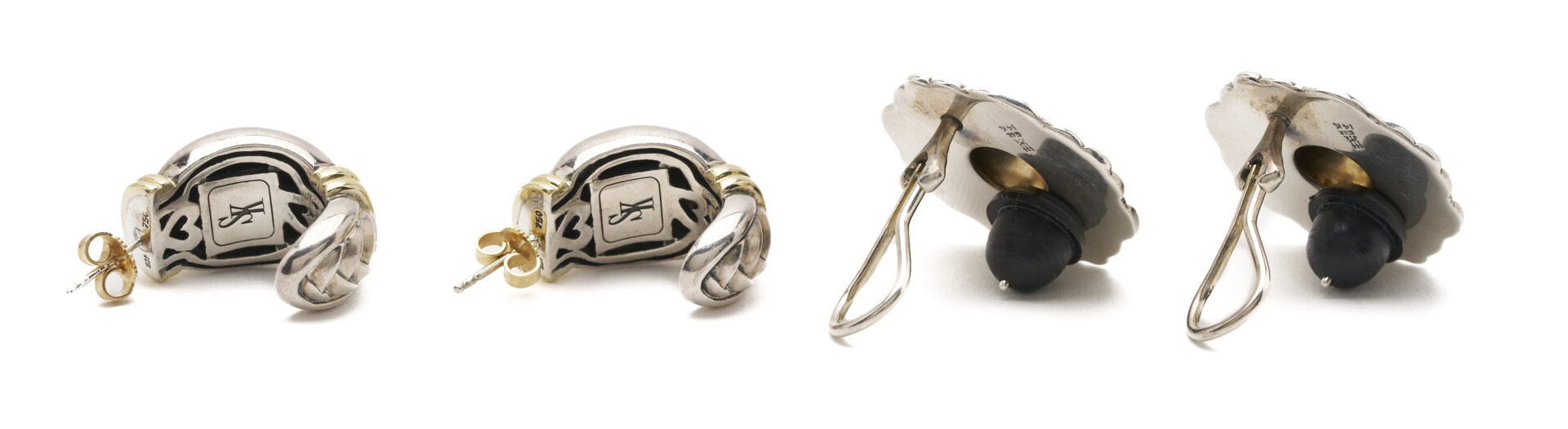 Lot 1131: Gold & .925 Silver John Hardy, James Avery, Scott Kay Earrings