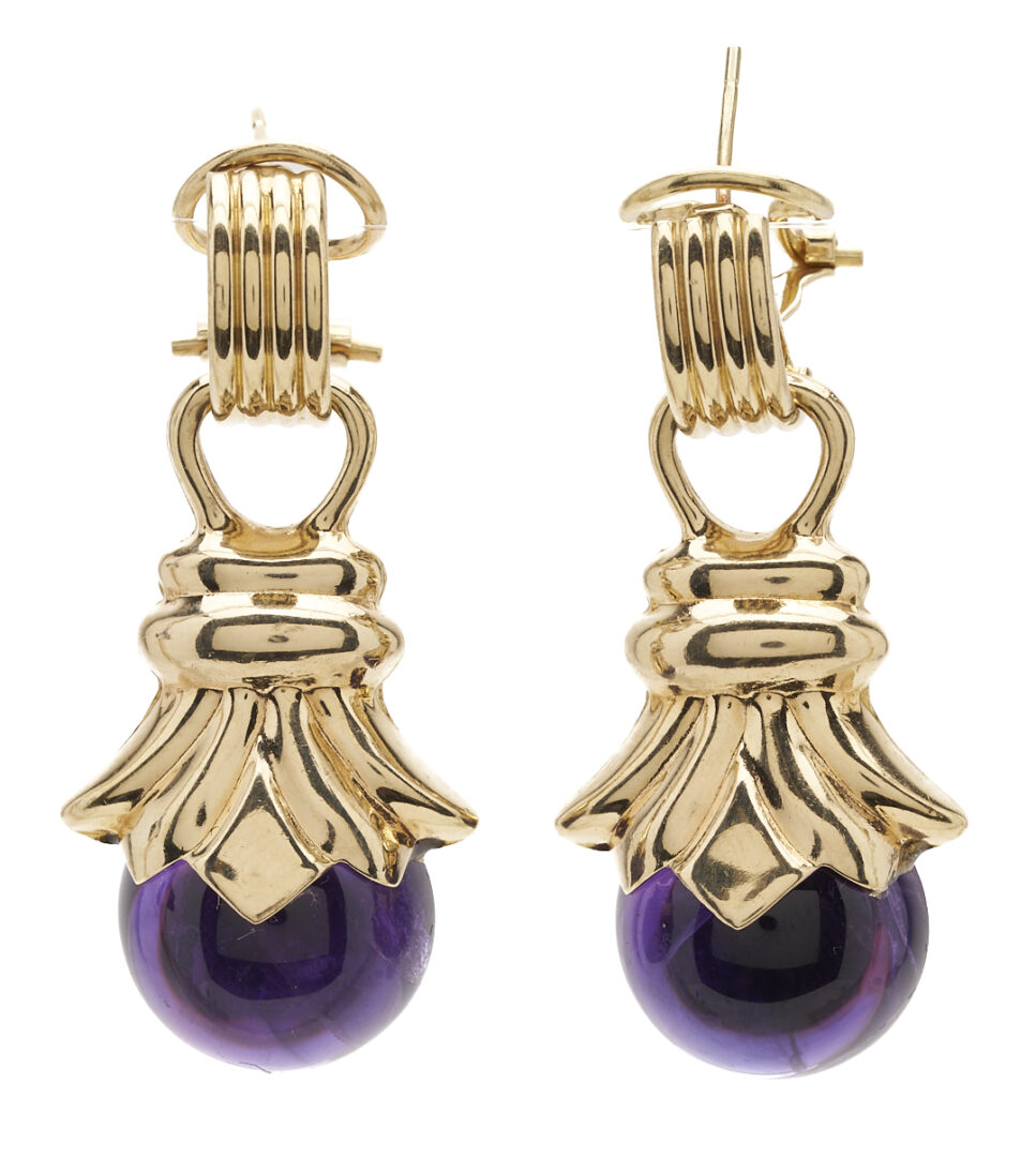 Lot 1132: 14K Gold & Amethyst Post Earrings