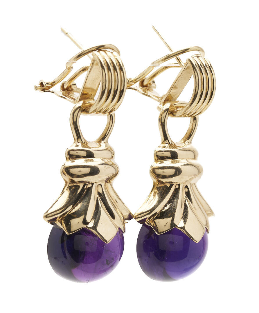 Lot 1132: 14K Gold & Amethyst Post Earrings
