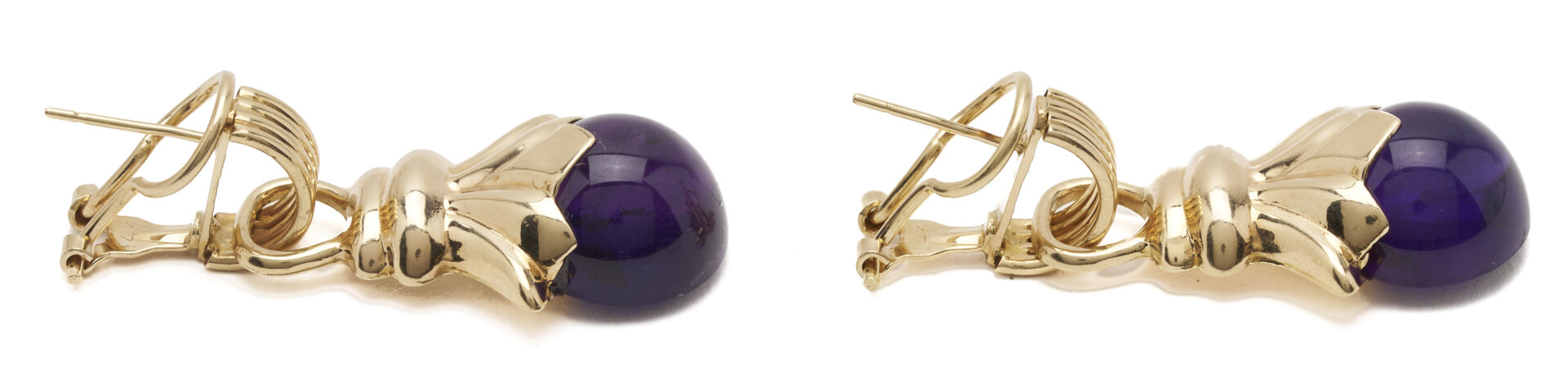 Lot 1132: 14K Gold & Amethyst Post Earrings