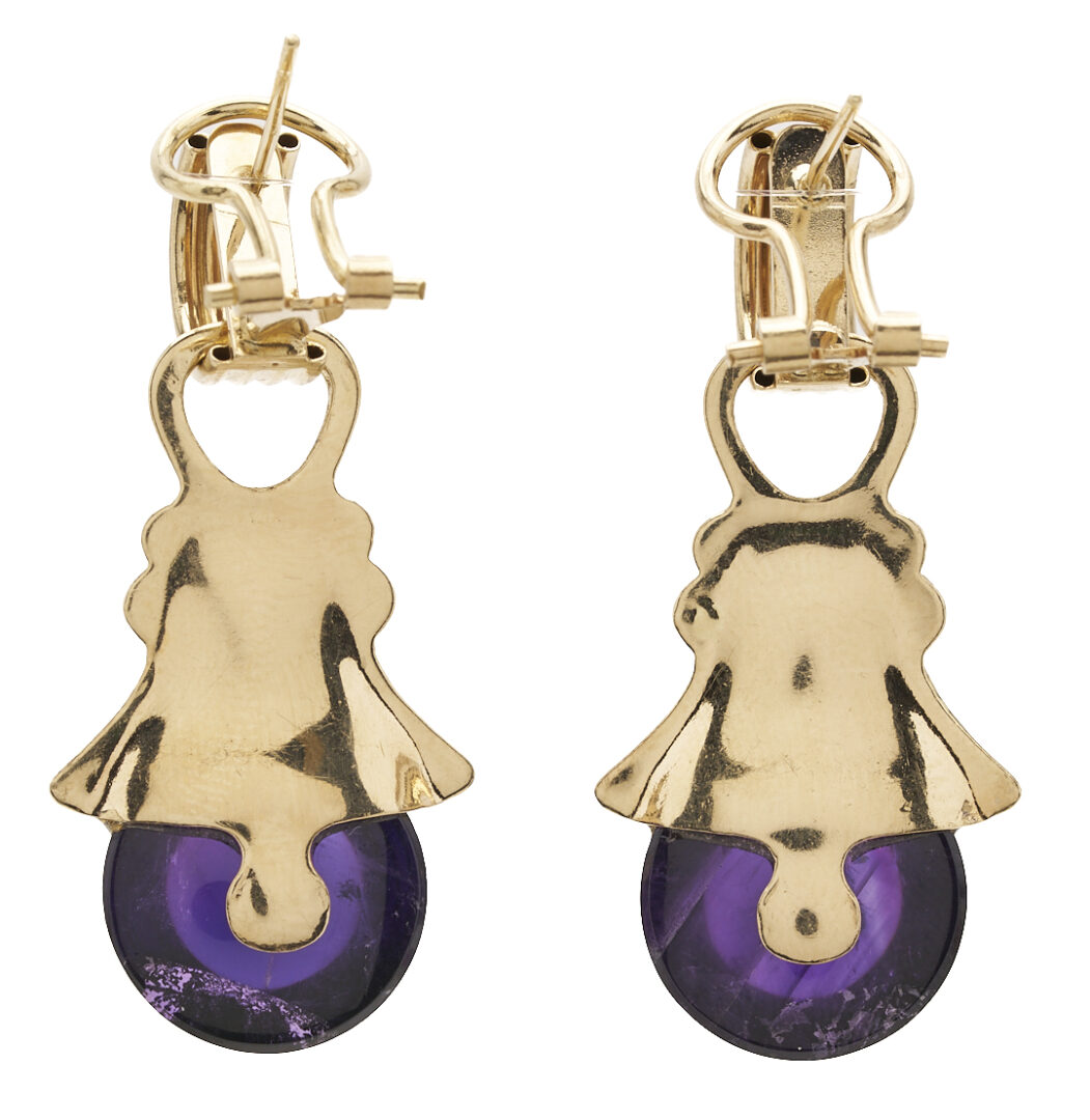 Lot 1132: 14K Gold & Amethyst Post Earrings
