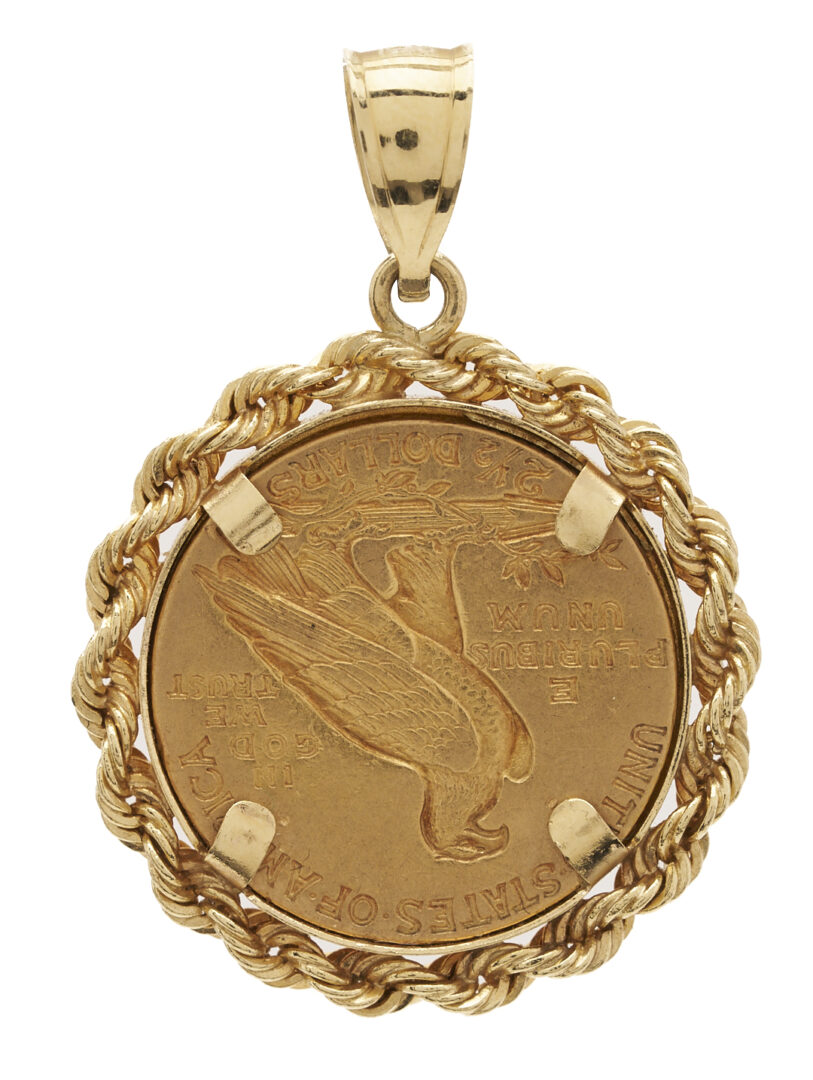 Lot 1135: 1911 Indian $5 14K Gold Pendant