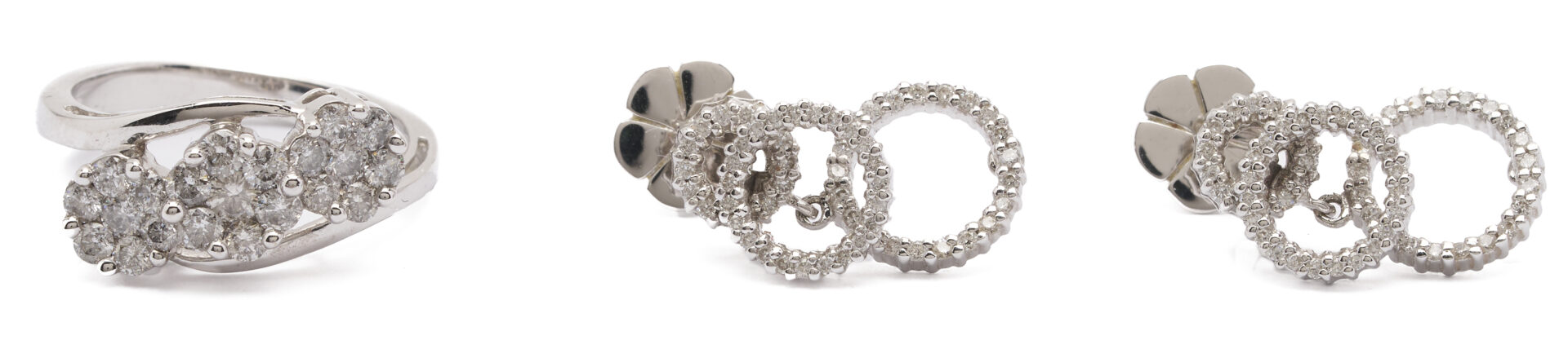 Lot 1136: Gold & Diamond Ring and Earrings