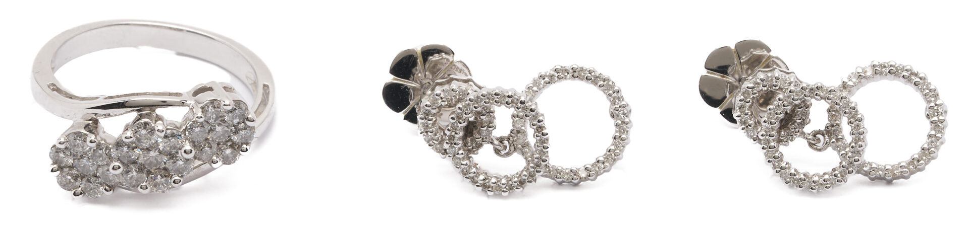 Lot 1136: Gold & Diamond Ring and Earrings