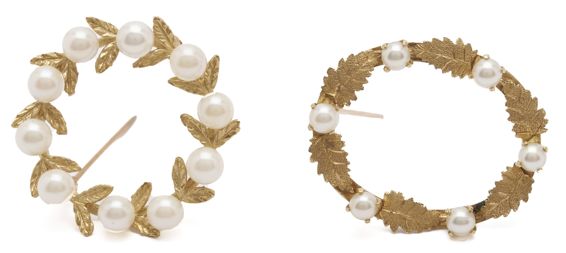 Lot 1137: Three 14K Gold & Pearl Jewelry Pieces