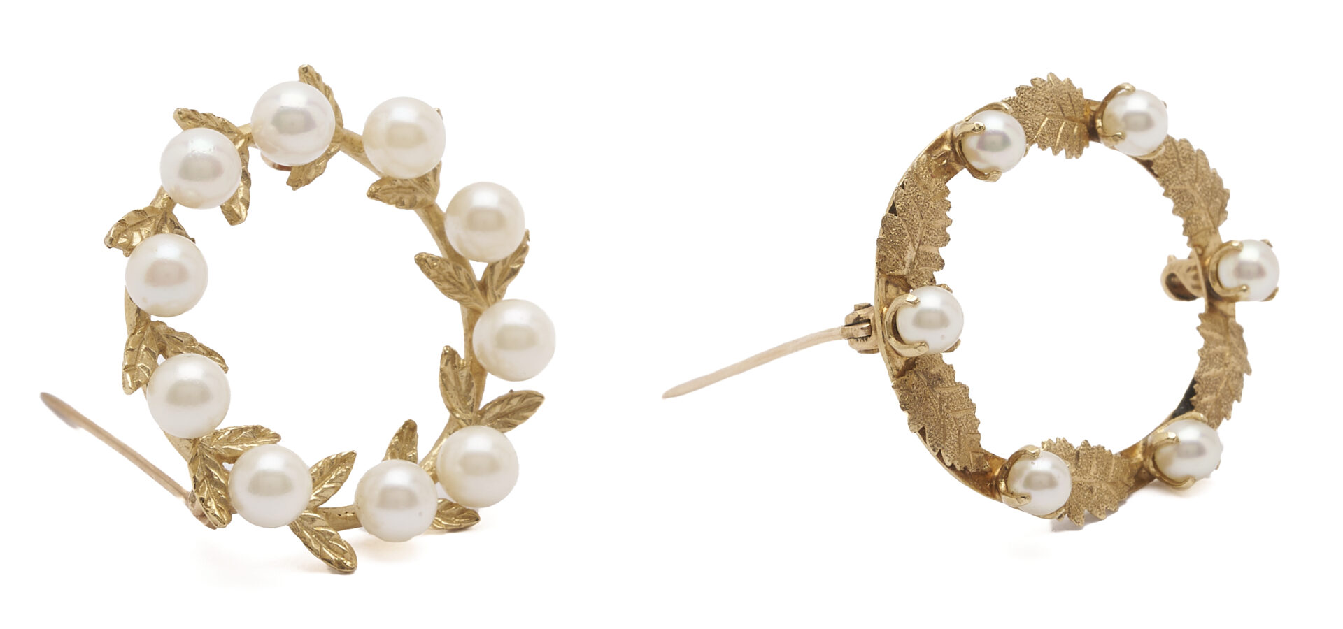 Lot 1137: Three 14K Gold & Pearl Jewelry Pieces